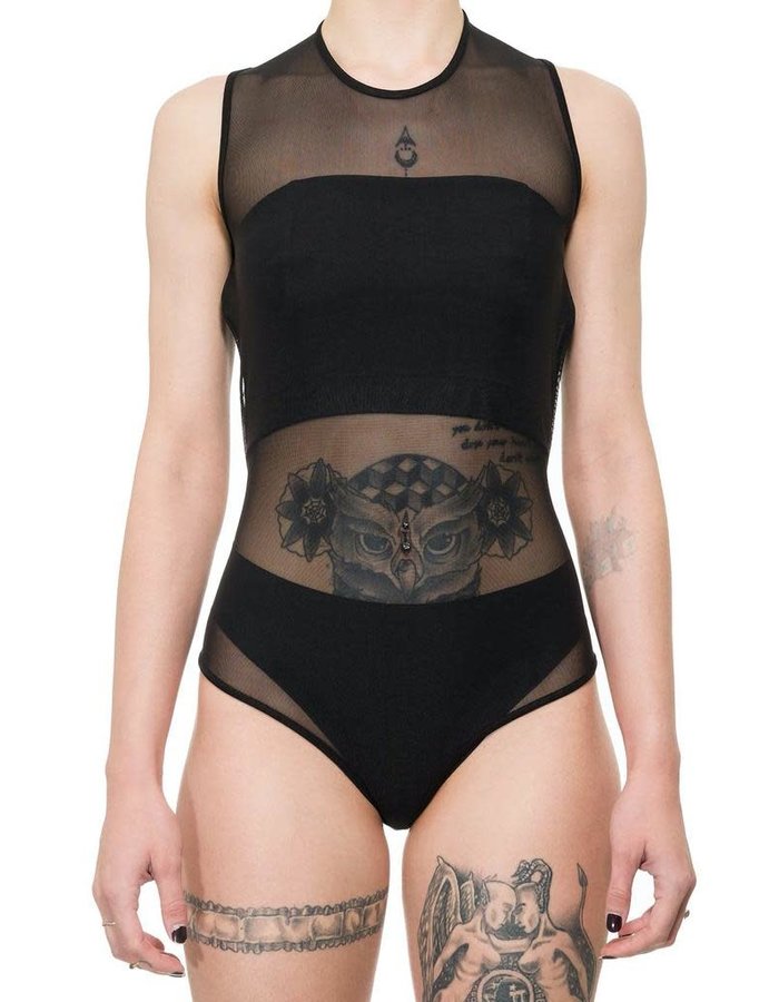 LA HAINE INSIDE US STRETCH TULLE BODY SUIT