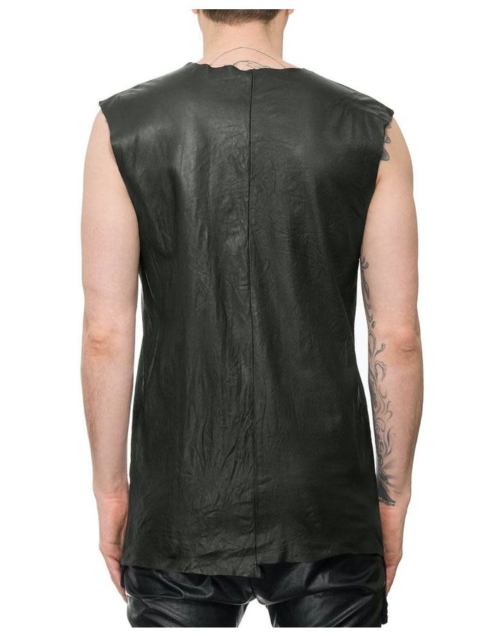 M-OJO RISIN LEATHER SLEEVELESS SHIRT - BURRO