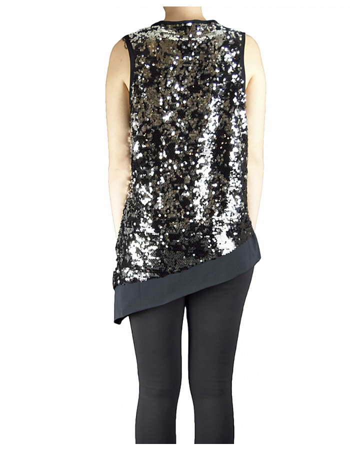 NOSTRA SANTISSIMA SMOKE SEQUINS ASYMMETRIC TANK