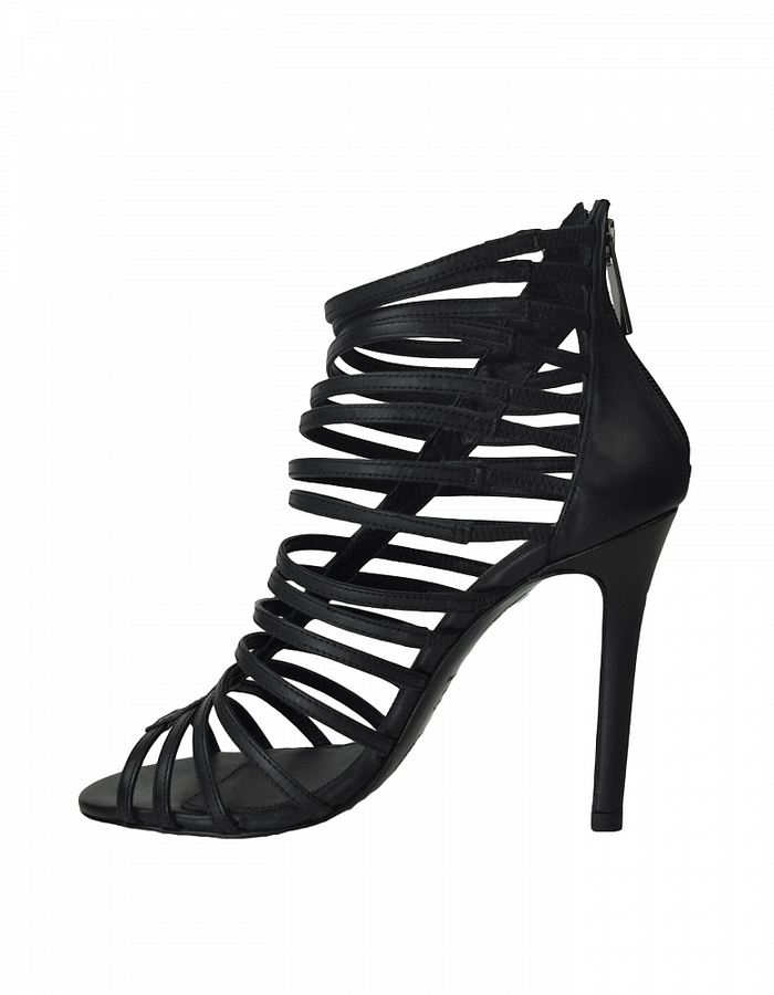 NOSTRA SANTISSIMA STRIPED LEATHER HIGH HEEL