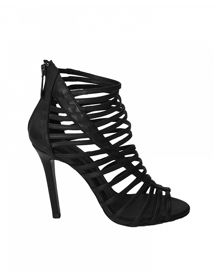 NOSTRA SANTISSIMA STRIPED LEATHER HIGH HEEL