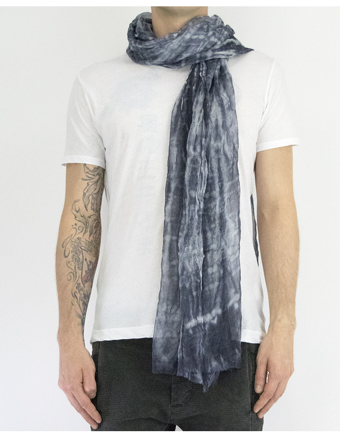 CLAUDIO CUTULI OBSY SILK TIE DYE SCARF - BLUE