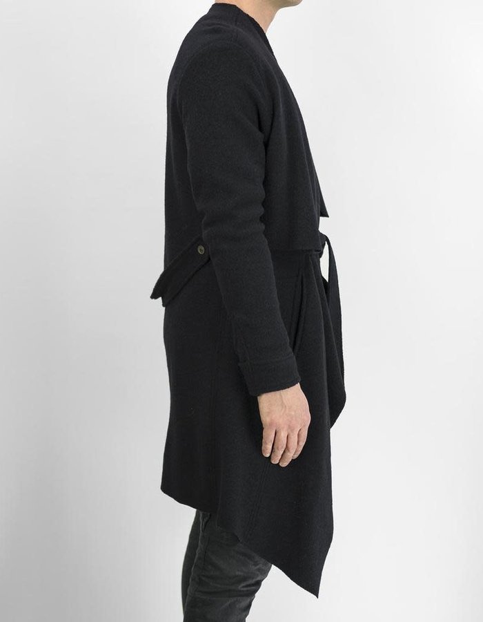 SANDRINE PHILIPPE DRAPE FRONT WOOL COAT