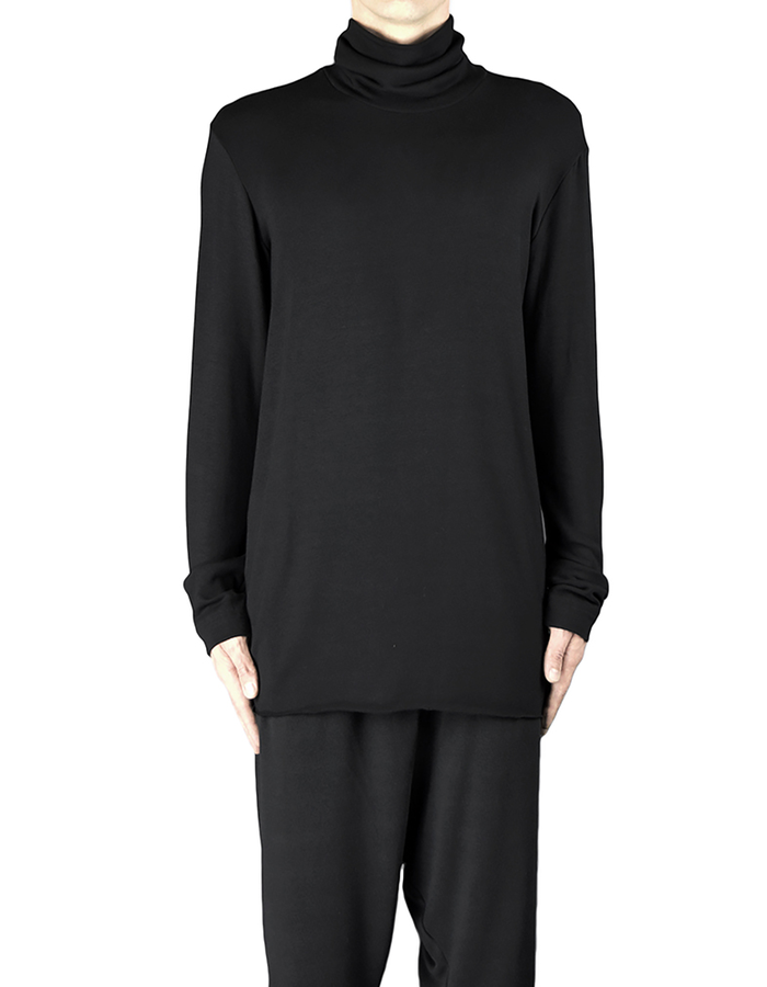 DAVIDS ROAD RAW CUT TURTLENECK TOP - BLACK