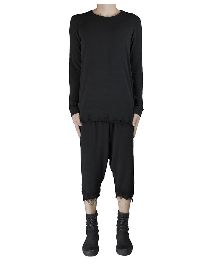 DAVIDS ROAD WOOL L/S TOP WITH DESTROYED BOTTOM BLK