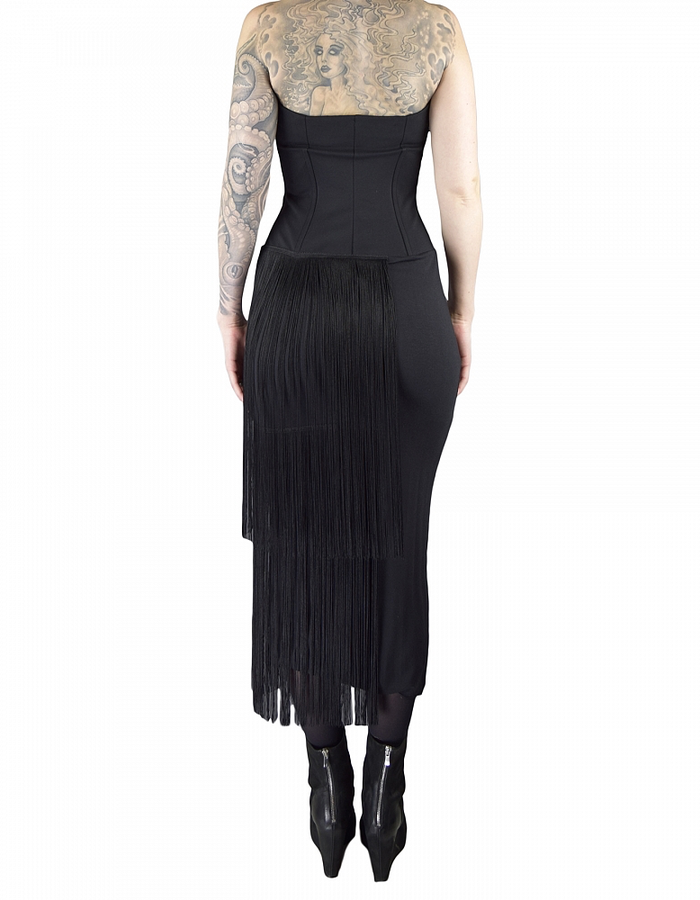 NOSTRA SANTISSIMA BUSTIER DRESS WITH FRINGE