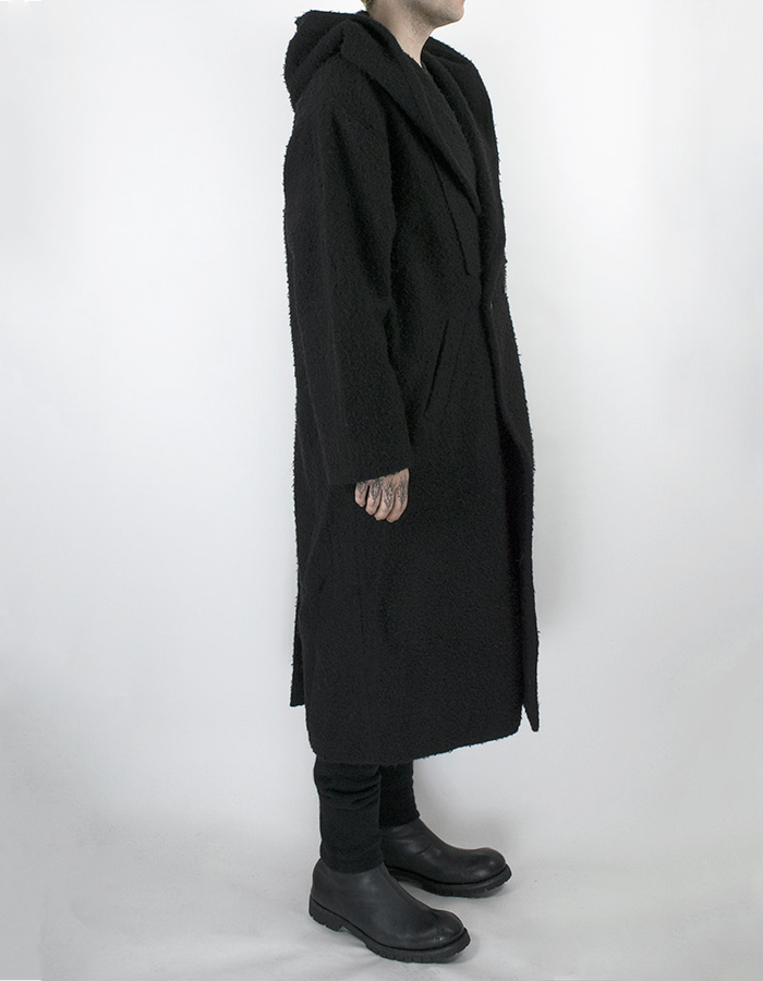 ISABEL BENENATO HOODED COAT WITH CLOSURE DETAIL