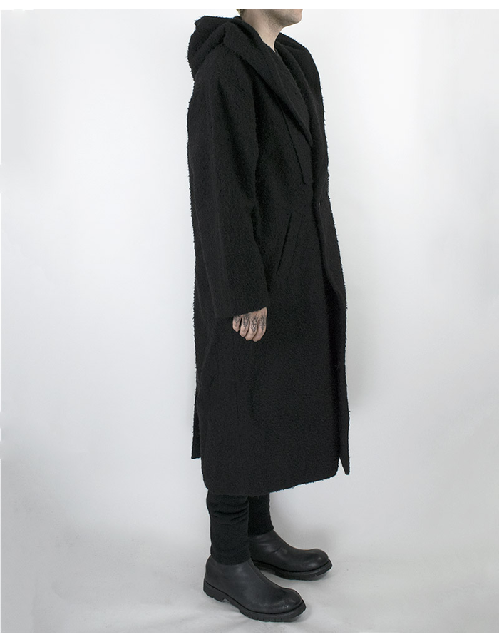 ISABEL BENENATO HOODED COAT WITH CLOSURE DETAIL