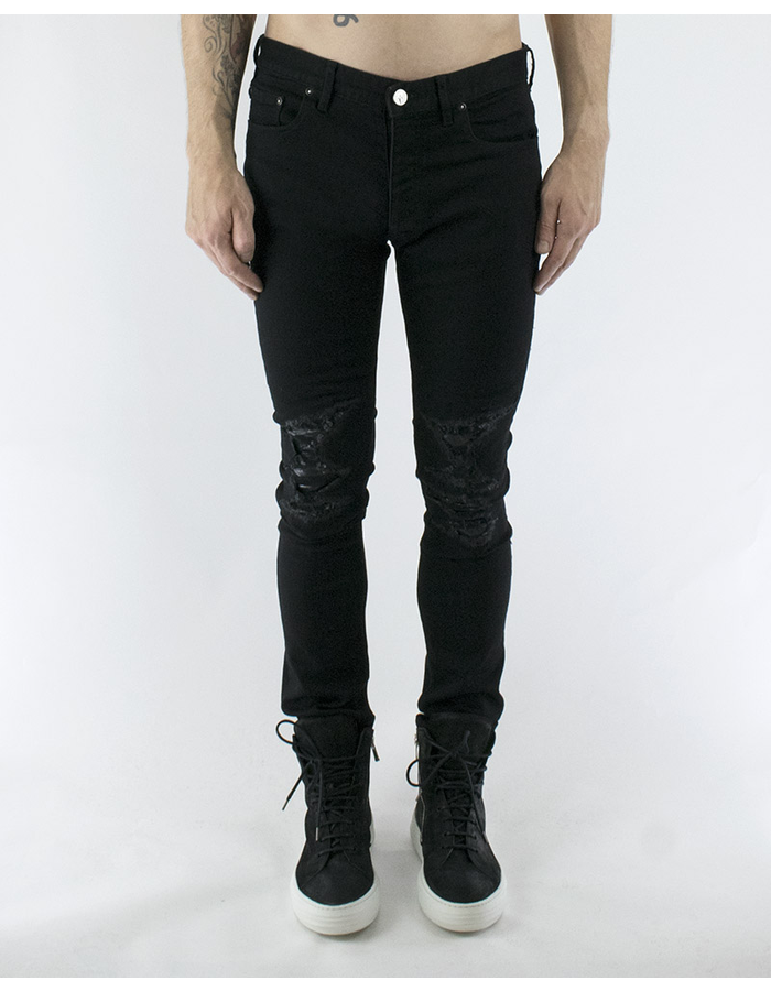 FAGASSENT OST JEANS WITH LEATHER INSERT