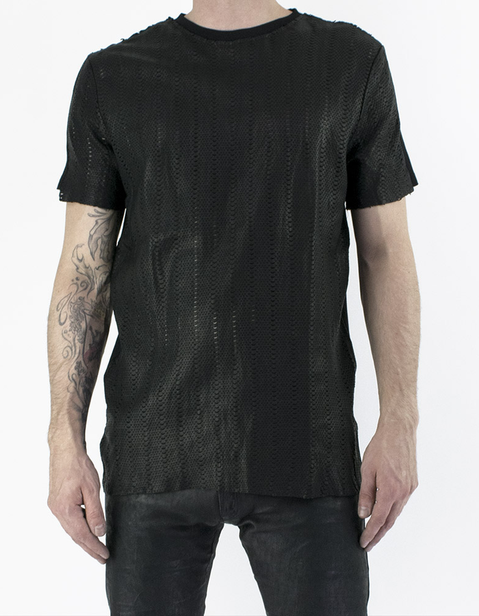 M-OJO RISIN HONEYCOMB LEATHER T-SHIRT - ISTRICE