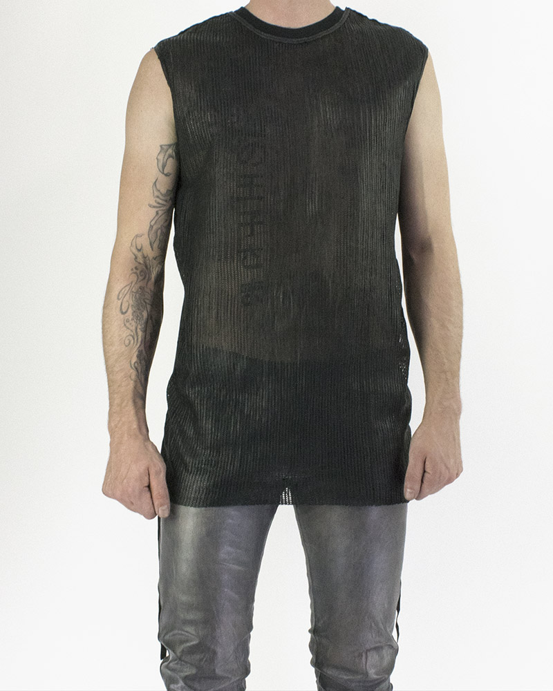 TANK IN SHEER LEATHER - HERRINGBONE