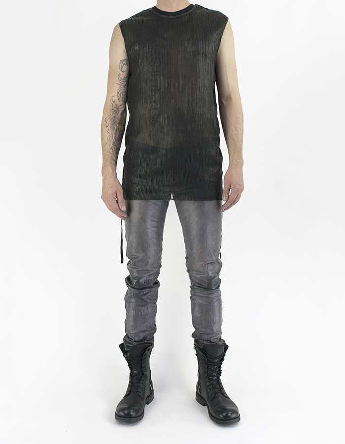 M-OJO RISIN TANK IN SHEER LEATHER - HERRINGBONE