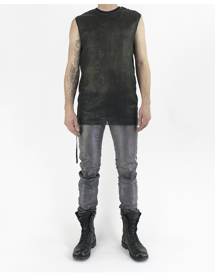 M-OJO RISIN TANK IN SHEER LEATHER - HERRINGBONE