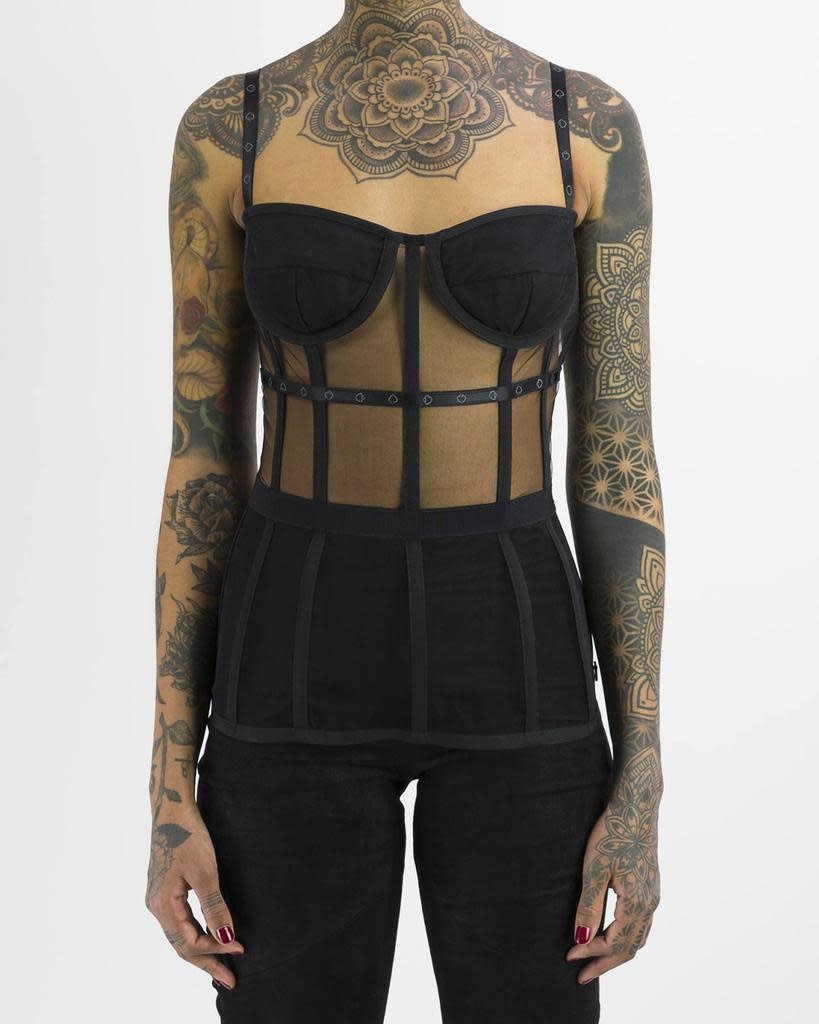 Lace Up Back Sheer Mesh Corset Belt