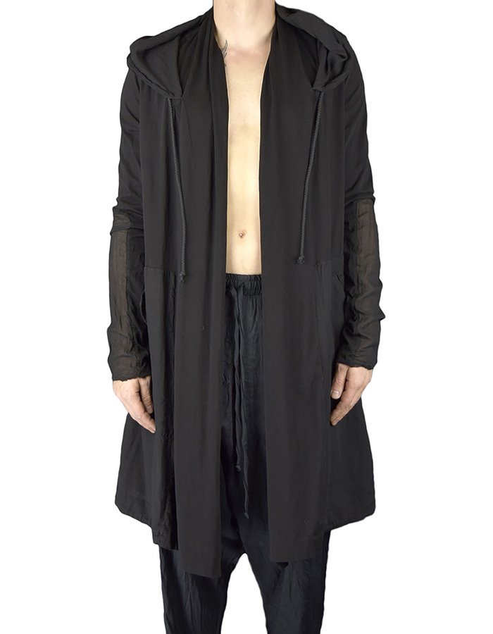LOST AND FOUND COTTON HOODED PARKA - BLACK