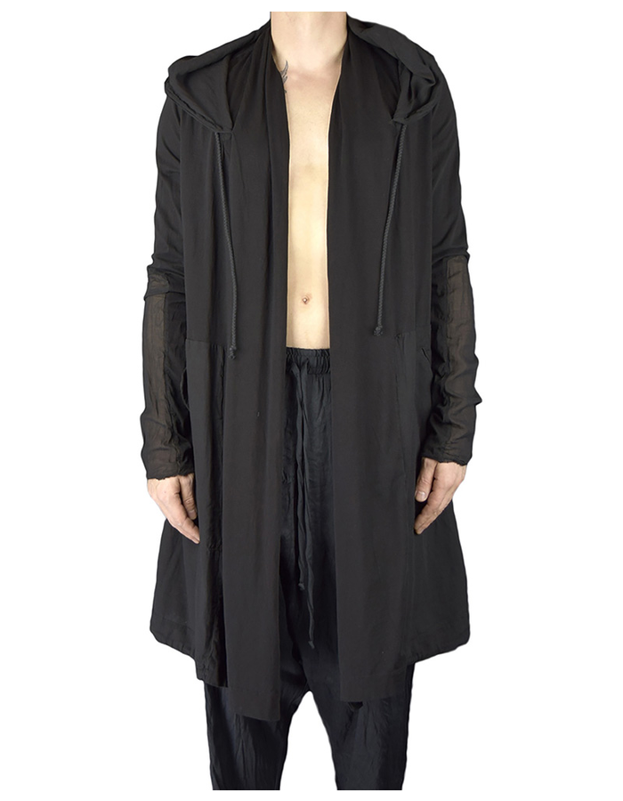 LOST AND FOUND COTTON HOODED PARKA - BLACK