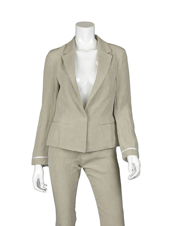 ANDREA YAAQOV SILK LINEN SHEER BACK JACKET - SAND