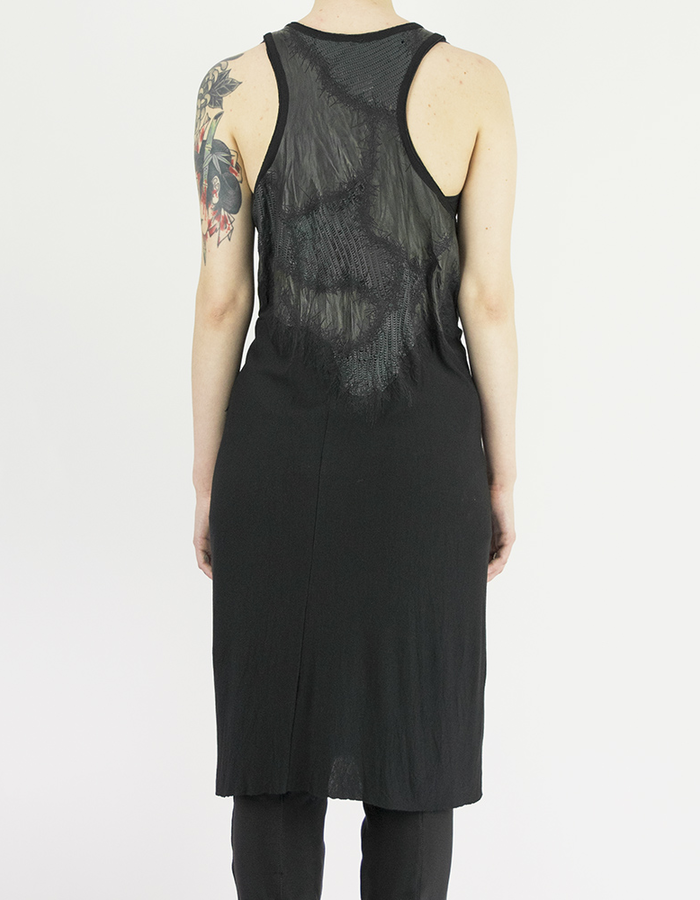 SANDRINE PHILIPPE DRESS WITH HAND CUT LEATHER DETAILS