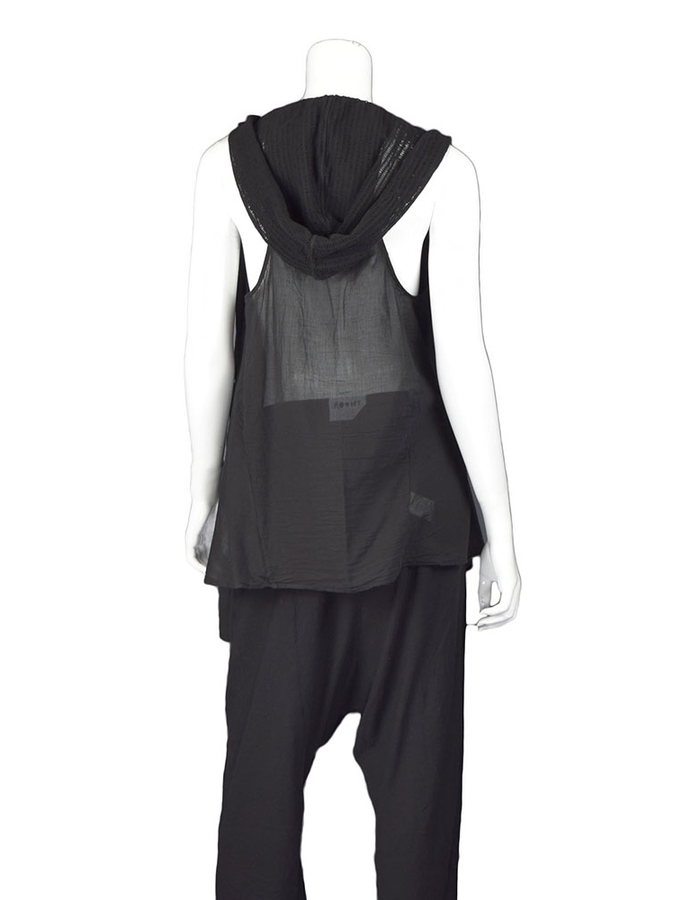 LOST AND FOUND ROOMS BLACK SLEEVELESS COTTON CARDIGAN