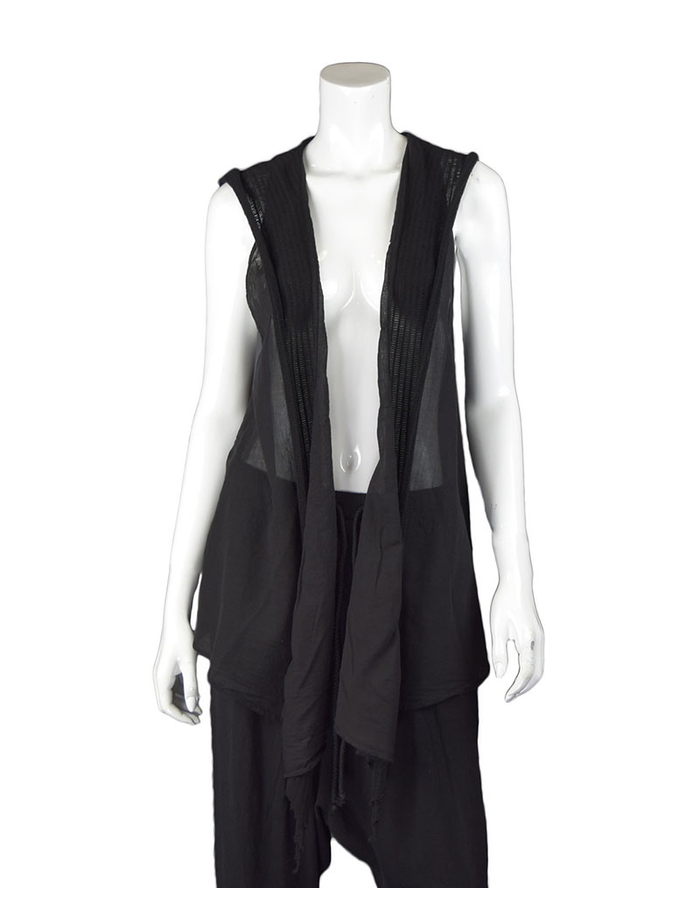 LOST AND FOUND ROOMS BLACK SLEEVELESS COTTON CARDIGAN