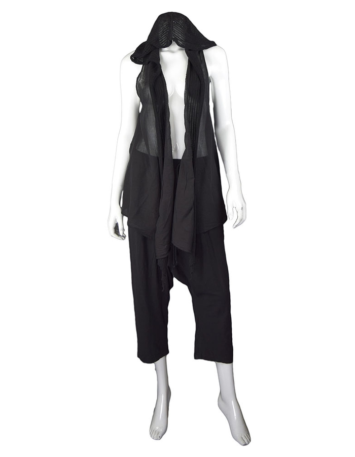 LOST AND FOUND ROOMS BLACK SLEEVELESS COTTON CARDIGAN