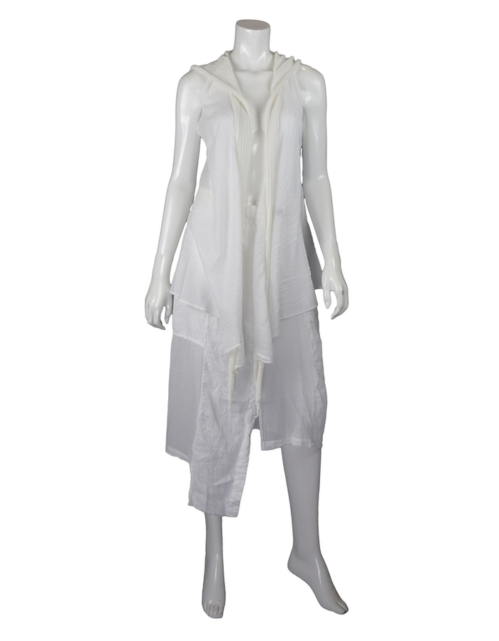 LOST AND FOUND ROOMS WHITE SLEEVELESS COTTON CARDIGAN