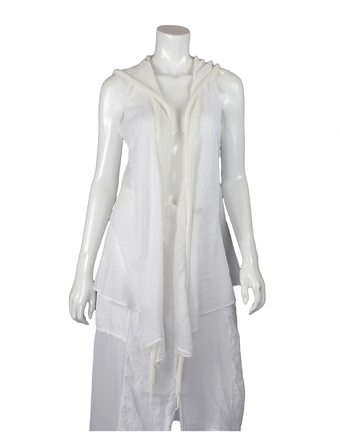 LOST AND FOUND ROOMS WHITE SLEEVELESS COTTON CARDIGAN
