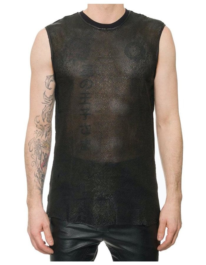 M-OJO RISIN DIAMOND CUT LEATHER FRONT TANK - ROMBINO