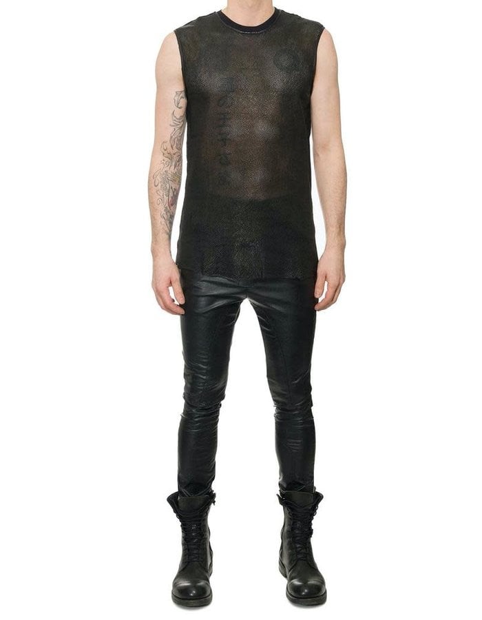 M-OJO RISIN DIAMOND CUT LEATHER FRONT TANK - ROMBINO