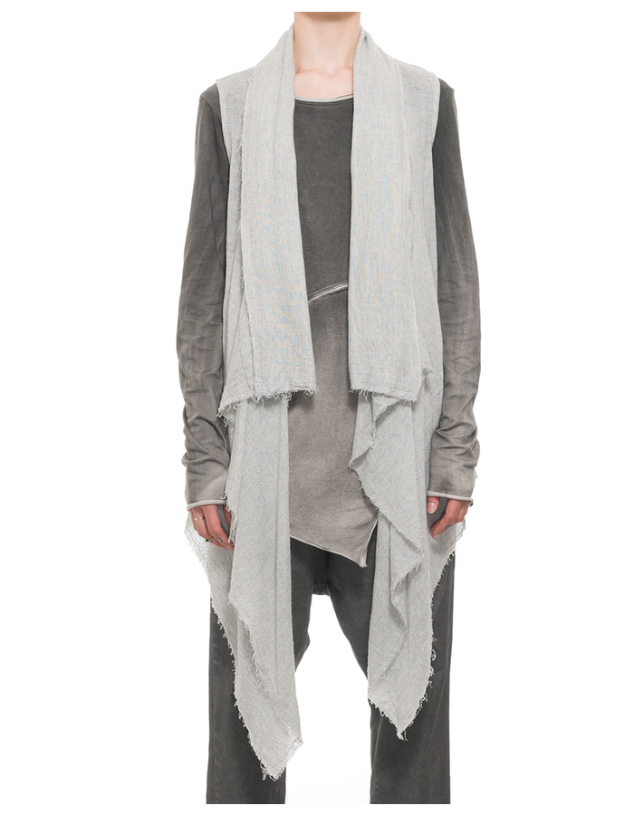 STUDIO B3 VISCOSE AND WOOL DRAPE VEST - SILVER