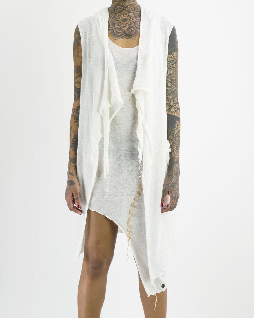 WASH DYE HOODED LINEN VEST