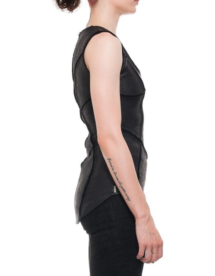 DAVIDS ROAD PATCHWORK LEATHER EFFECT TANK  TOP W