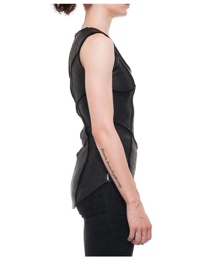 DAVIDS ROAD PATCHWORK LEATHER EFFECT TANK  TOP W