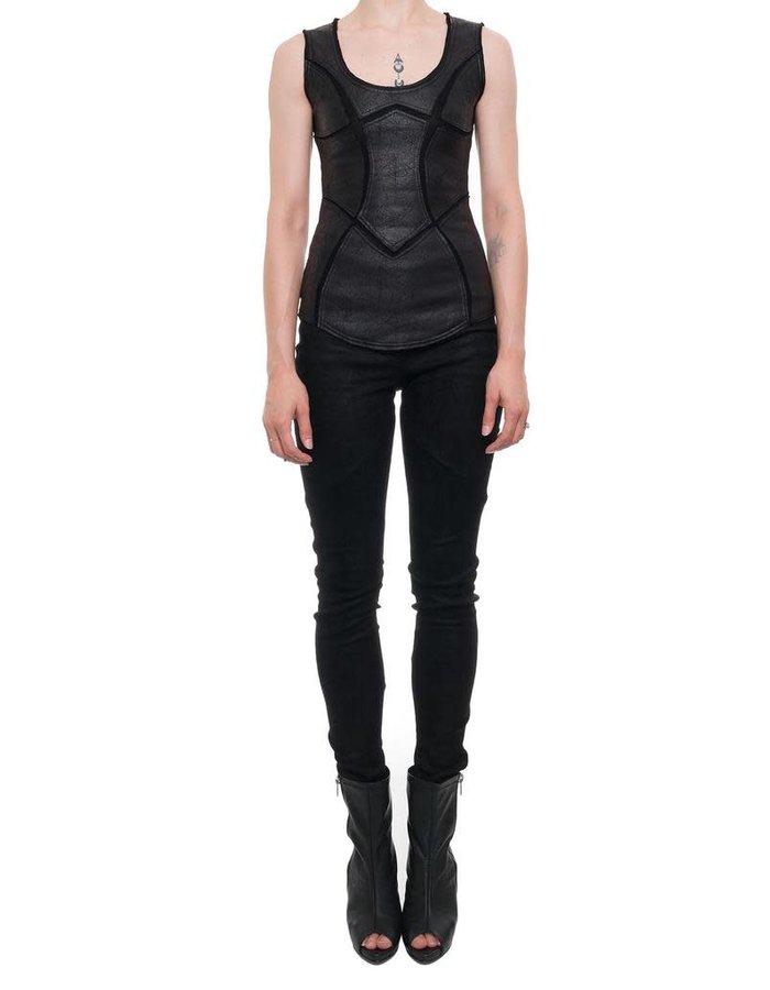 DAVIDS ROAD PATCHWORK LEATHER EFFECT TANK  TOP W