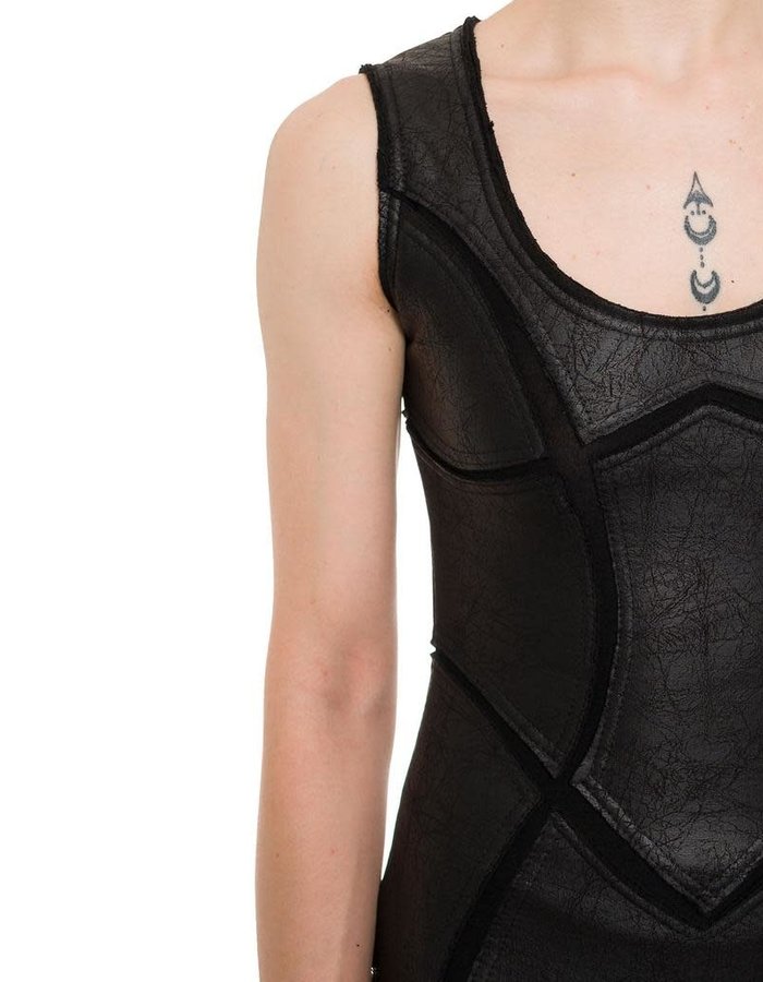 DAVIDS ROAD PATCHWORK LEATHER EFFECT TANK  TOP W