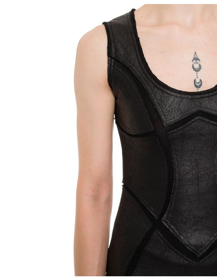 DAVIDS ROAD PATCHWORK LEATHER EFFECT TANK  TOP W