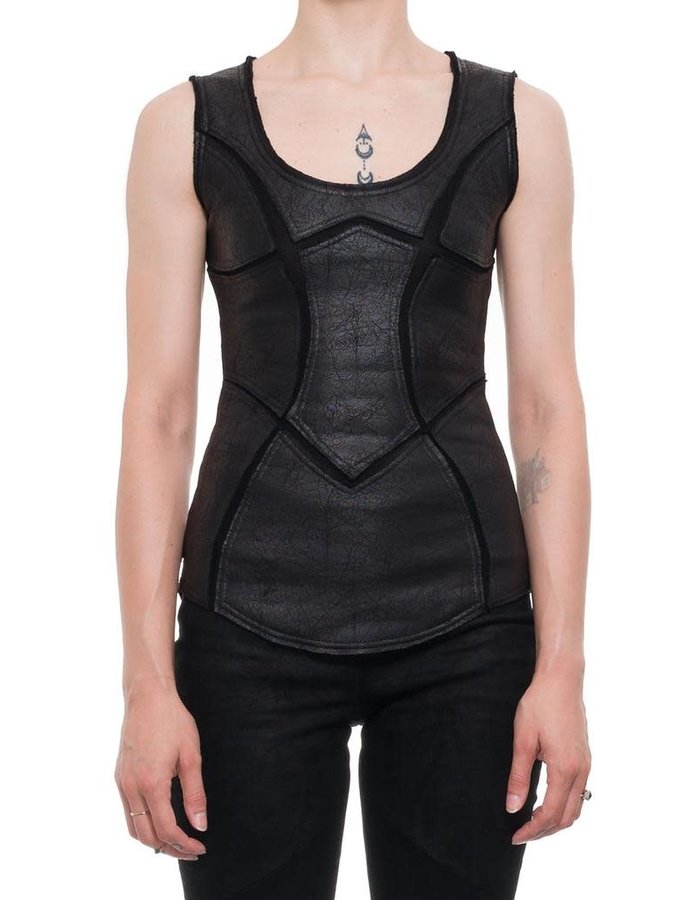 DAVIDS ROAD PATCHWORK LEATHER EFFECT TANK  TOP W