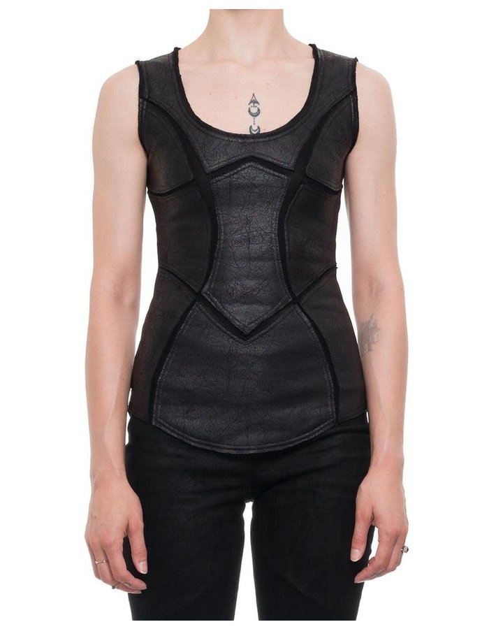 DAVIDS ROAD PATCHWORK LEATHER EFFECT TANK  TOP W