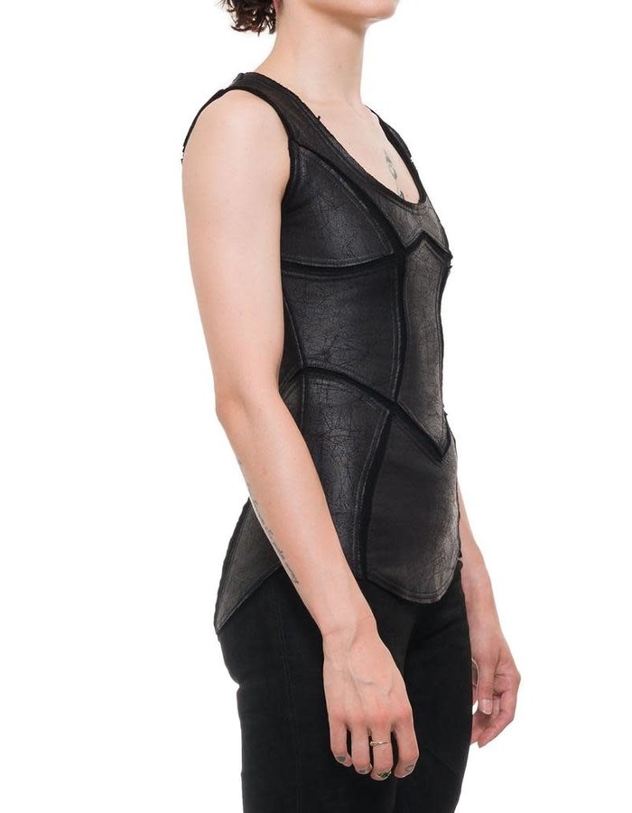 DAVIDS ROAD PATCHWORK LEATHER EFFECT TANK  TOP W
