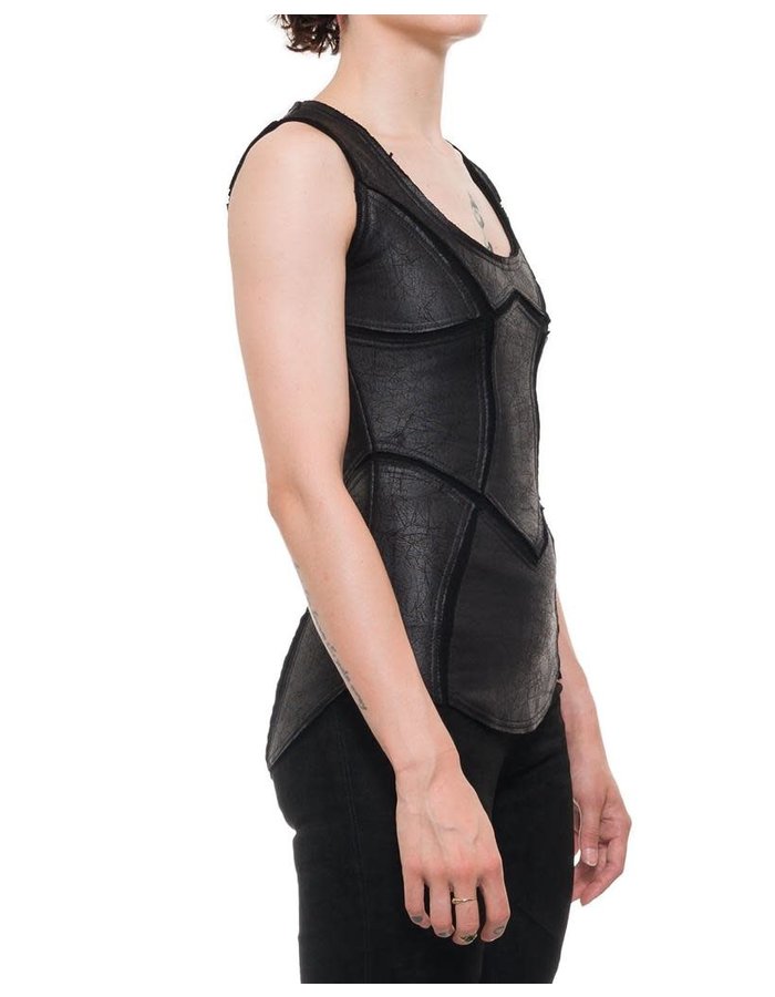 DAVIDS ROAD PATCHWORK LEATHER EFFECT TANK  TOP W