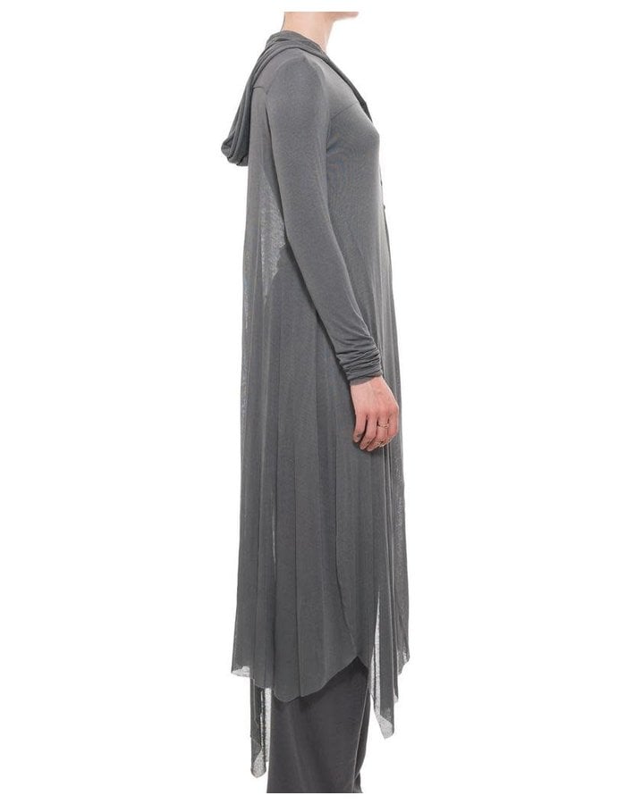 PAL OFFNER LONG HOODED ASYMMETRIC CARDIGAN - CARBON