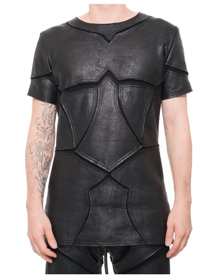 DAVIDS ROAD PATCHWORK LEATHER EFFECT T SHIRT