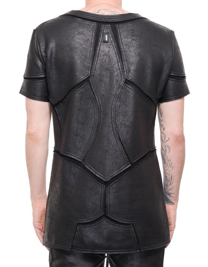 DAVIDS ROAD PATCHWORK LEATHER EFFECT T SHIRT