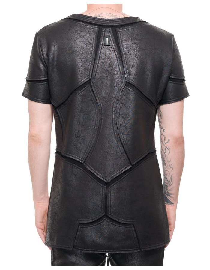 DAVIDS ROAD PATCHWORK LEATHER EFFECT T SHIRT