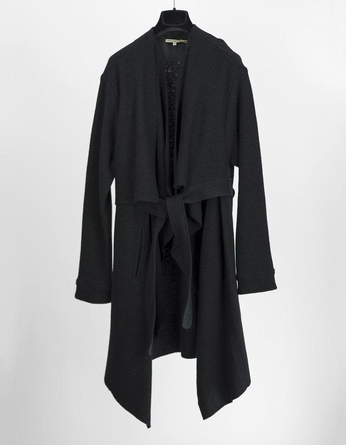 SANDRINE PHILIPPE DRAPE FRONT WOOL COAT