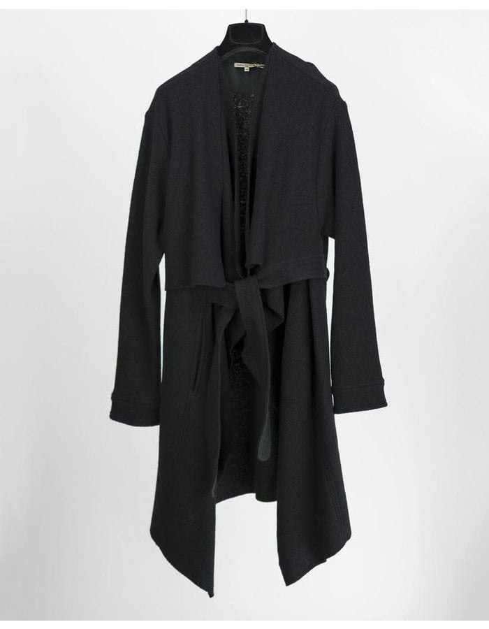 SANDRINE PHILIPPE DRAPE FRONT WOOL COAT