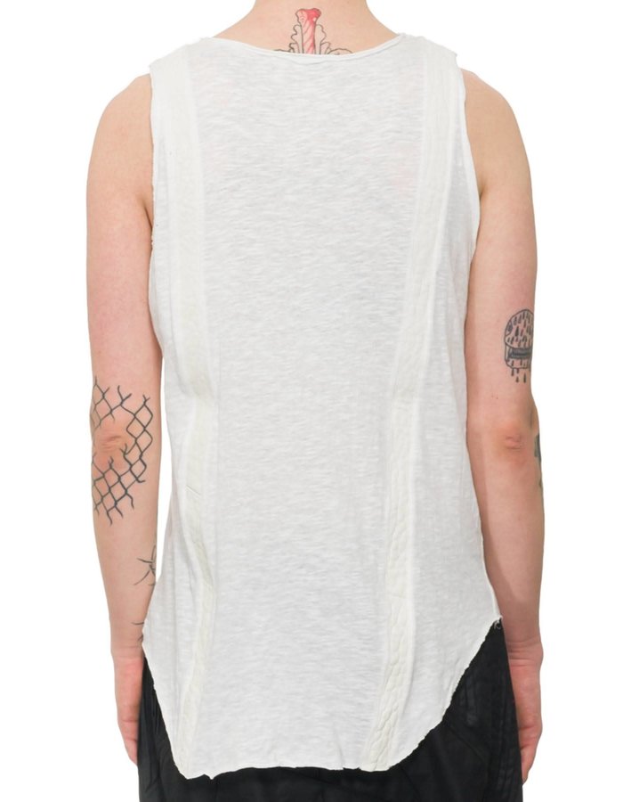 SANDRINE PHILIPPE TEXTURED LEATHER PANEL FRONT TANK - WHITE
