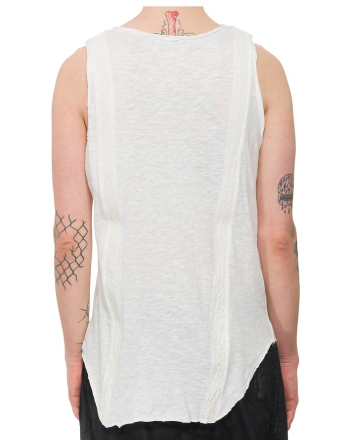 SANDRINE PHILIPPE TEXTURED LEATHER PANEL FRONT TANK - WHITE
