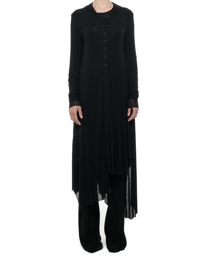 PAL OFFNER LONG HOODED ASYMMETRIC CARDIGAN - CARBON