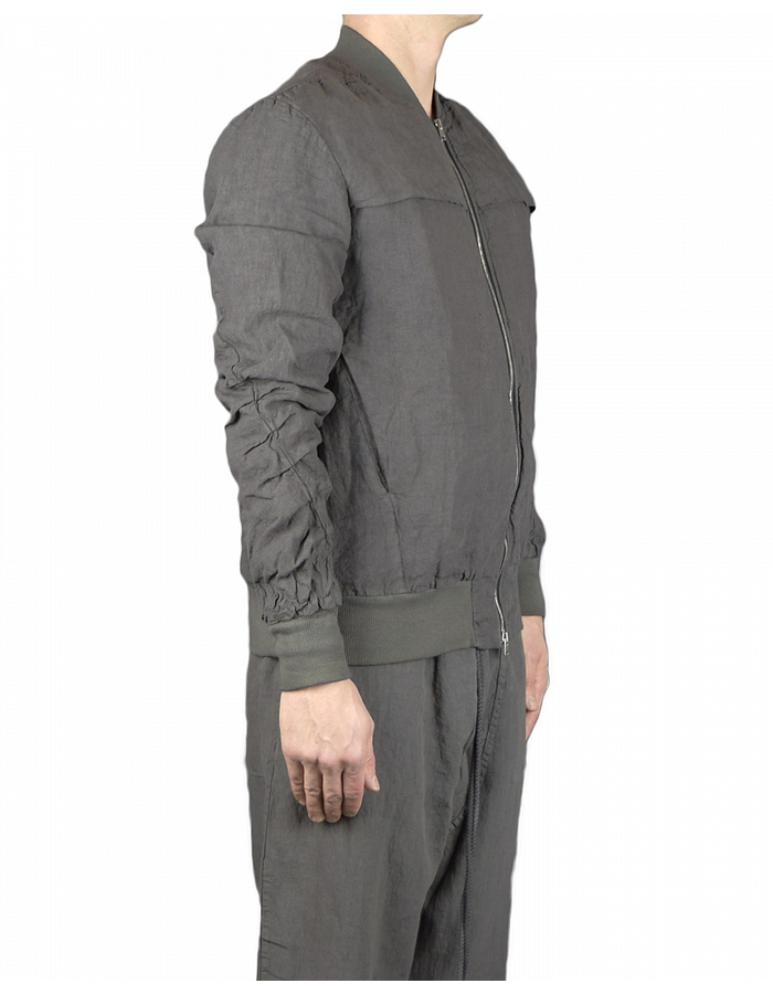 LOST AND FOUND ROOMS LINEN BOMBER JACKET - COAL